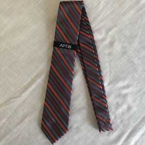 Apt. 9 orange & charcoal striped tie NWT